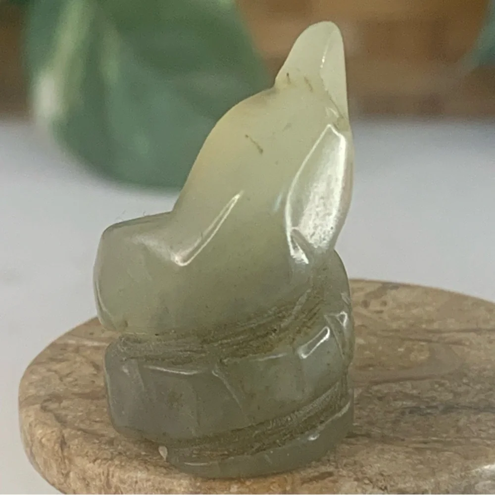 Vintage Chinese Zodiac Jade Snake Pendant Bead Hand Carved Miniature Animal 1.2